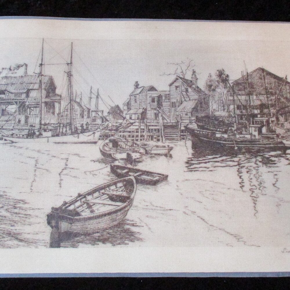 Vintage Lionel Barrymore Plastic Coated Lithograph "San Pedro" 17.25 x 11.75